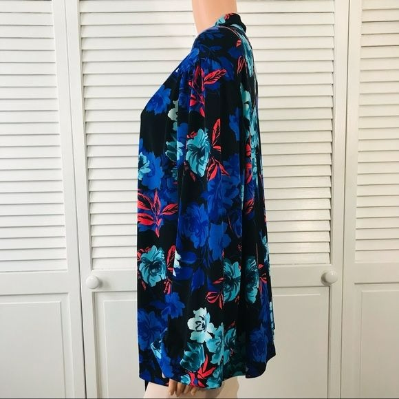 JESSICA LONDON Black Floral Long Sleeve Shirt Size 18/20
