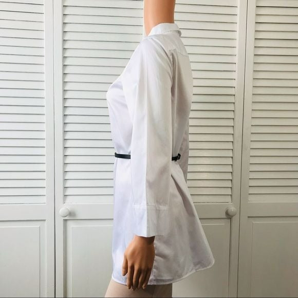 NM NEIMAN MARCUS White Tunic Long Sleeve Shirt Size S