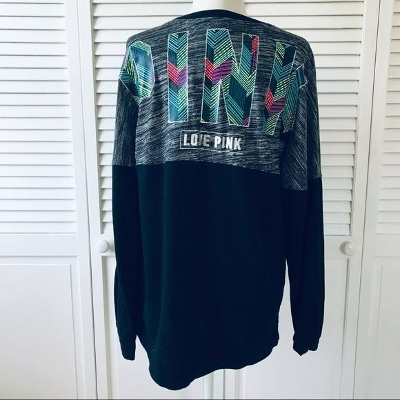 PINK Gray Black Long Sleeve Sweater Size S