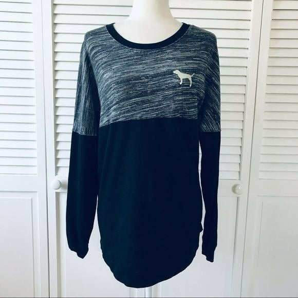 PINK Gray Black Long Sleeve Sweater Size S
