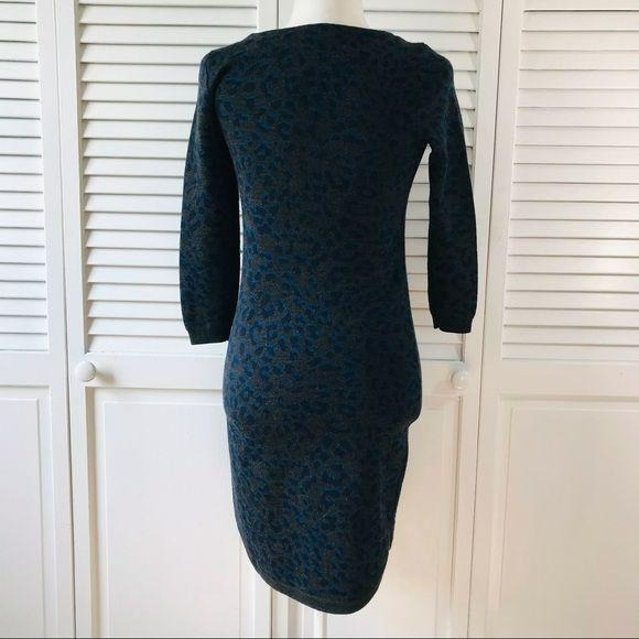 LOFT Gray Cheetah Print Petite Sweater Dress Size XS