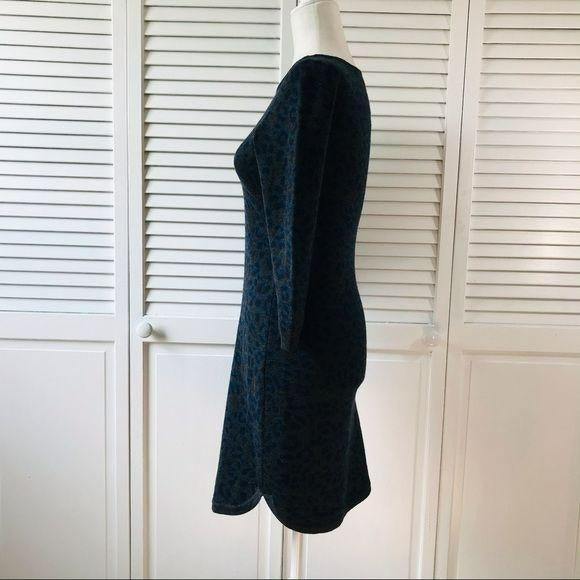 LOFT Gray Cheetah Print Petite Sweater Dress Size XS