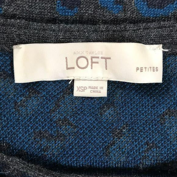 LOFT Gray Cheetah Print Petite Sweater Dress Size XS
