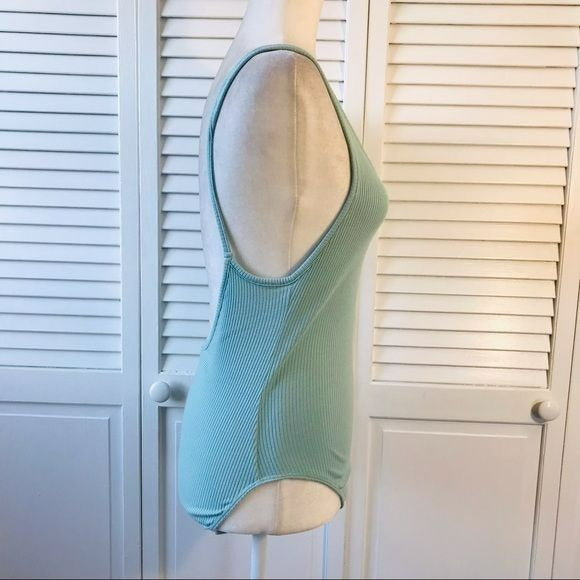 OUT FROM UNDER Turquoise Spaghetti Strap Ribbed Bodysuit
