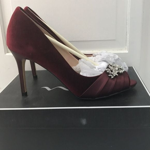 NINA Rumina2 Merlot Romance Open Toe Heels Size 8.5M (new in box)