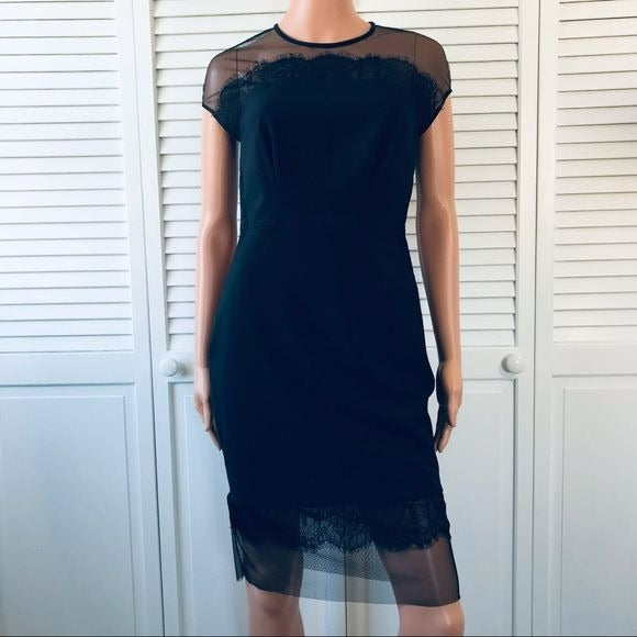 ETCETERA Black Mesh and Lace Sleeveless Dress Size 2