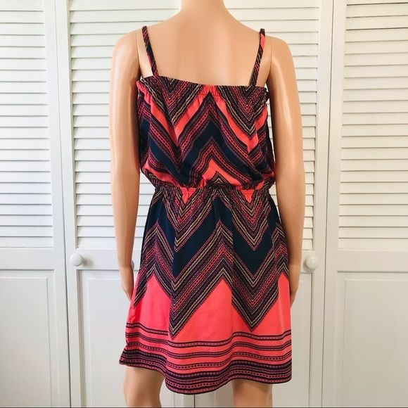 EXPRESS Coral Navy Blue Spaghetti Strap Dress Size L