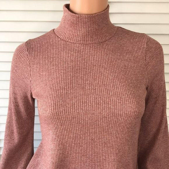 MADEWELL Pink Ribbed Turtleneck Size Extra Small