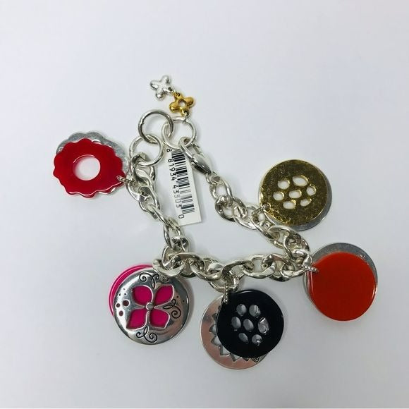 BRIGHTON Meadow Garden Silver Colorful Charm Bracelet