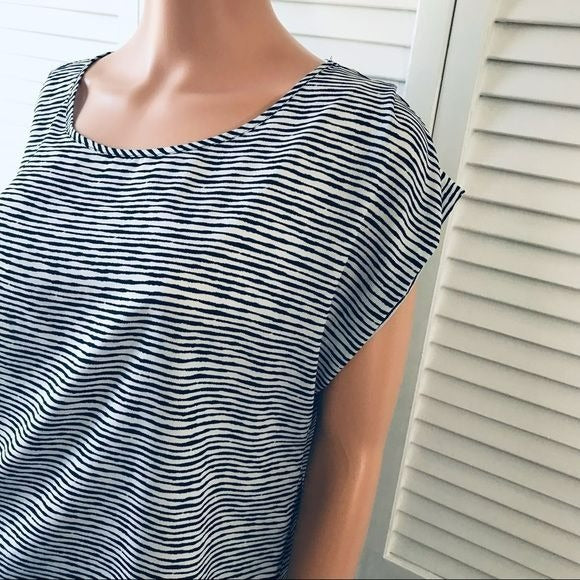 APT. 9 Black White Striped Short Sleeve Blouse
