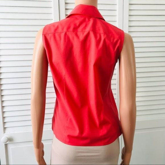 Talbots Petites Coral Sleeveless Collared Button Down Shirt Size 2