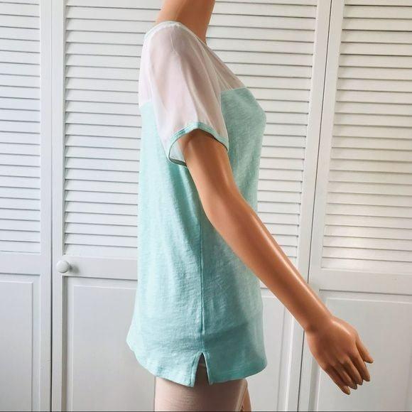 LIZ CLAIBORNE Aqua Short Sleeve Shirt Size M