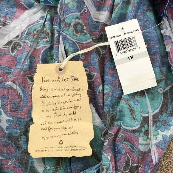 ONE WORLD Light Blue Short Sleeve Blouse Size 1X (New with tags)