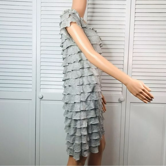 FOXIEDOX Metallic Grace Knit Ruffle Dress Size Small