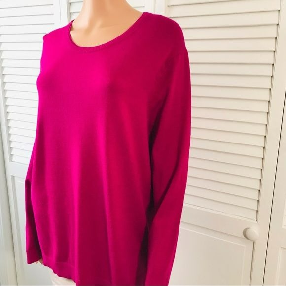 IM NYC Isaac Mizrahi Pink Scoop Neck Sweater Size XL