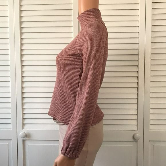 MADEWELL Pink Ribbed Turtleneck Size Extra Small
