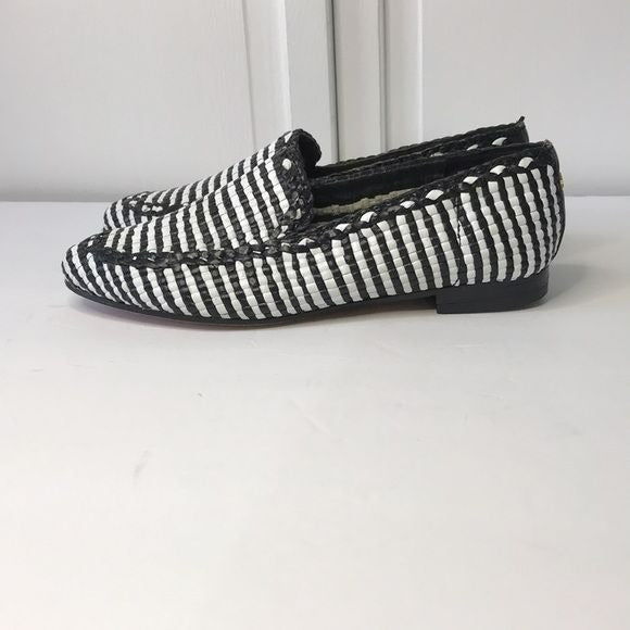 KATE SPADE Caylee Black White Woven Nappa Leather Loafers Size 6