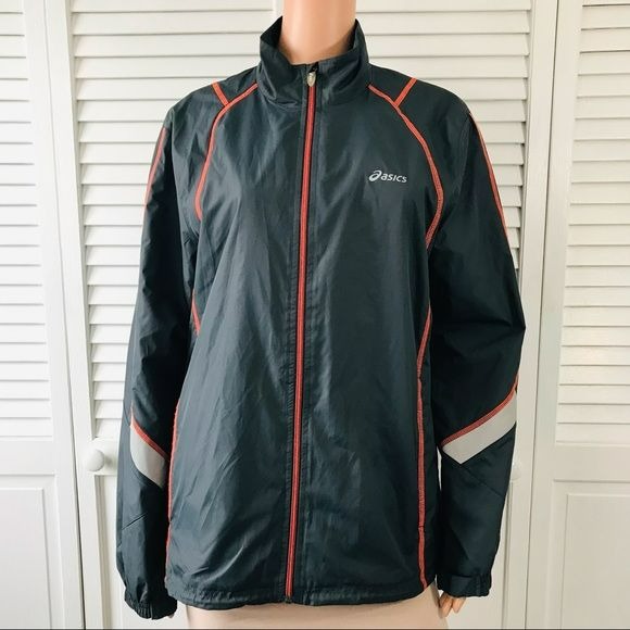 ASICS Gray Orange Windbreaker Jacket Size S