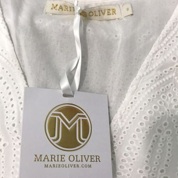 MARIE OLIVER Andi Ruffle White Eyelet Dress Size S