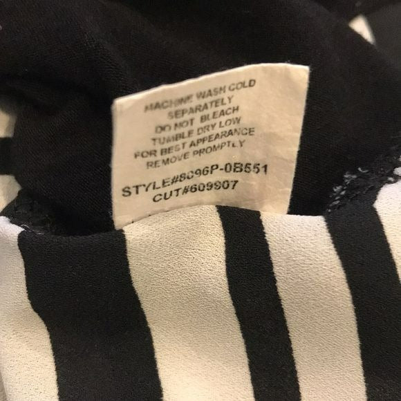 CHA CHA VENTE Black White 3/4 Sleeve Shirt Size Petite M