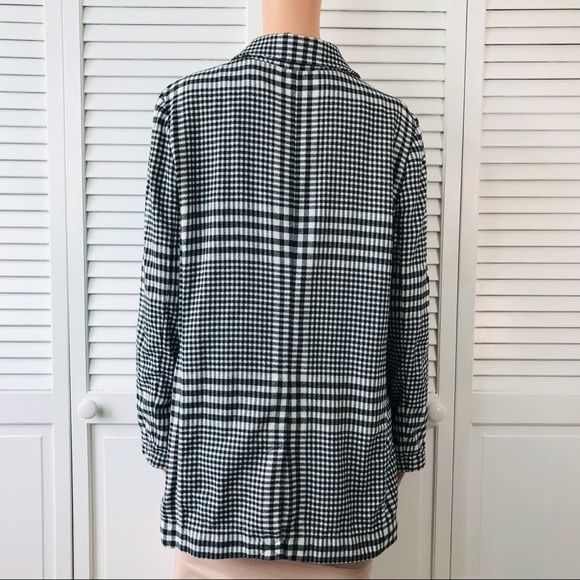 TREASURE & BOND Black White Plaid V-Neck Cotton Jacket Size M