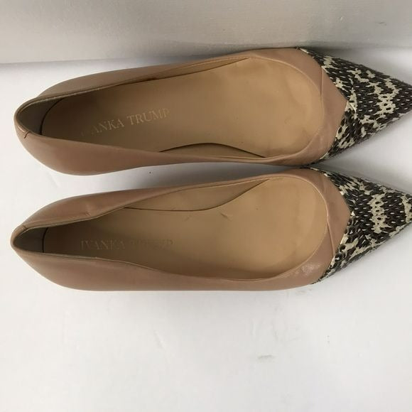 IVANKA TRUMP Beige Snakeskin Panel Kitten Heels Size 6.5M