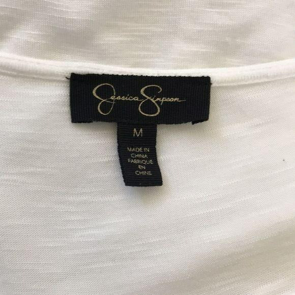JESSICA SIMPSON White Burnout Lace Trim Sheer Top Size M
