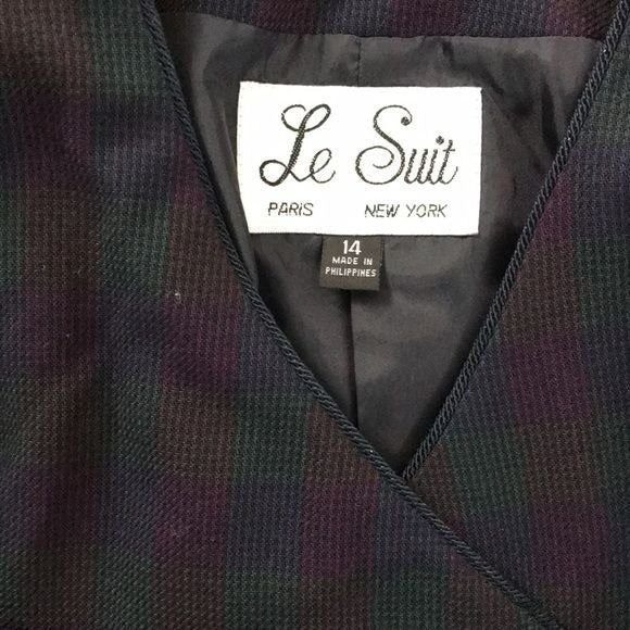 LE SUIT Plaid Fully Lined Polyester Blend 2 Piece Skirt Suit Size 14