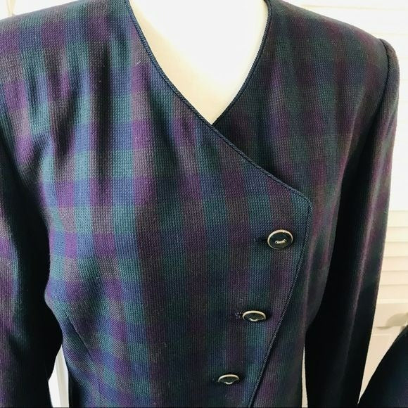 LE SUIT Plaid Fully Lined Polyester Blend 2 Piece Skirt Suit Size 14