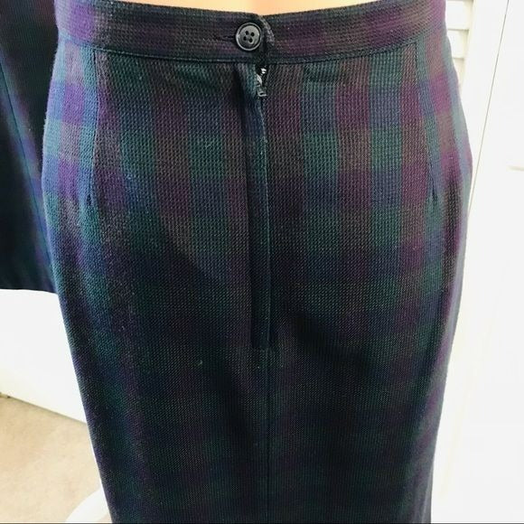 LE SUIT Plaid Fully Lined Polyester Blend 2 Piece Skirt Suit Size 14