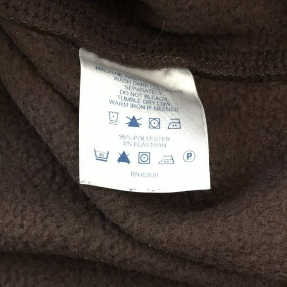 LANDS’ END Brown Scoop Neck Fleece Sweater Size L