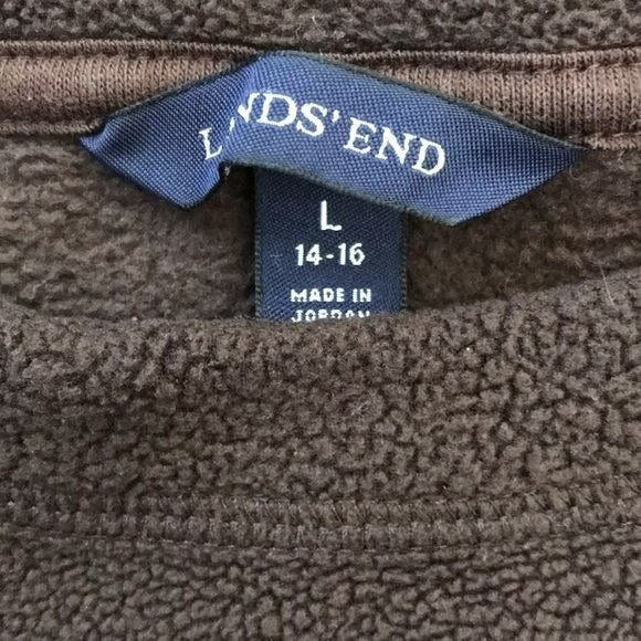 LANDS’ END Brown Scoop Neck Fleece Sweater Size L