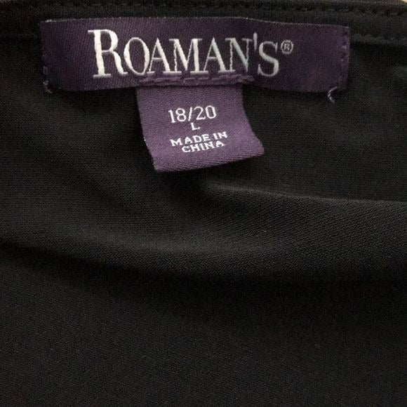 ROAMAN’S Black V-Neck Shirt With Gold Embellishments Size 18/20