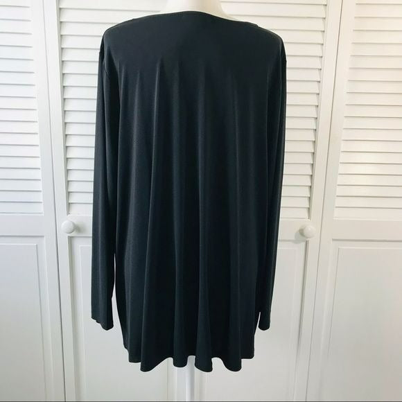 ROAMAN’S Black V-Neck Shirt With Gold Embellishments Size 18/20