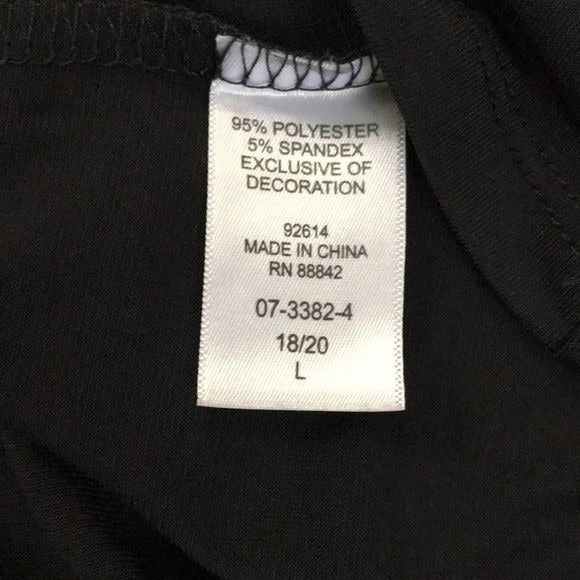 ROAMAN’S Black V-Neck Shirt With Gold Embellishments Size 18/20