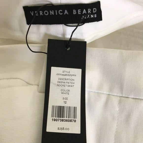 *NEW* VERONICA BEARD White Deena Patch Skirt Size 12