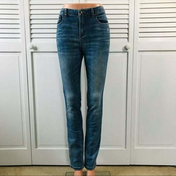 FREE PEOPLE Blue Cotton Blend Distressed Jeans Size 28