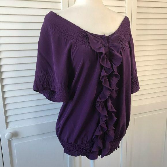 JOIE Silk Short Sleeve Purple Blouse Size XS
