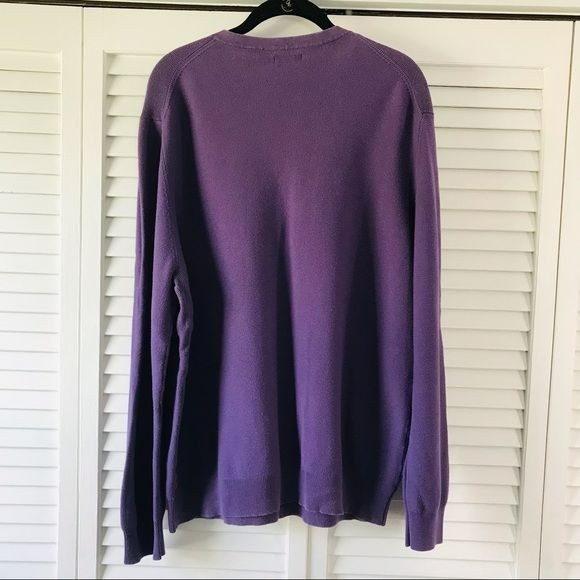 IZOD Purple Cotton Long Sleeve V-Neck Sweater Size XL