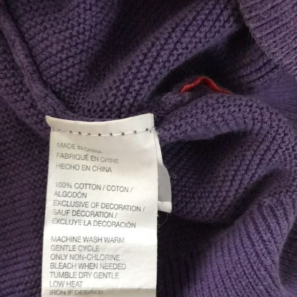 IZOD Purple Cotton Long Sleeve V-Neck Sweater Size XL