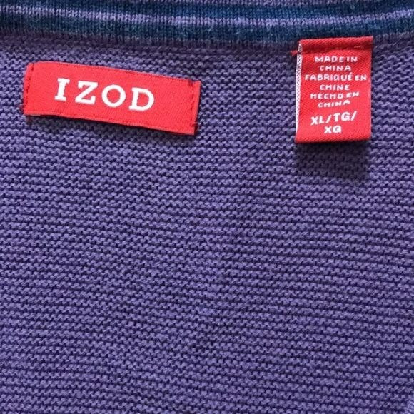 IZOD Purple Cotton Long Sleeve V-Neck Sweater Size XL