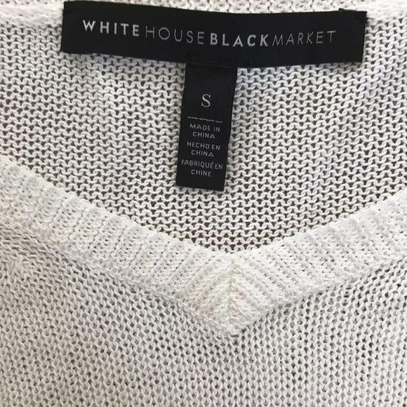 WHITE HOUSE BLACK MARKET V-Neck Embellished Pullover Sweater