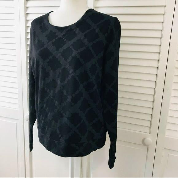 HUE Sleepwear Long Sleeve Black Panel Sweatshirt Size S