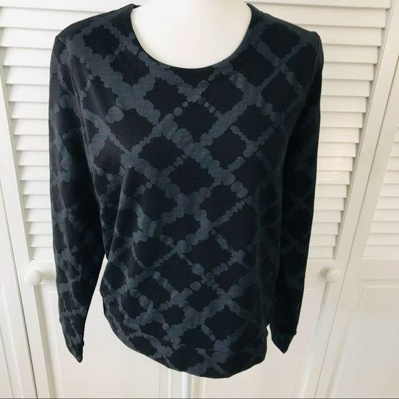 HUE Sleepwear Long Sleeve Black Panel Sweatshirt Size S