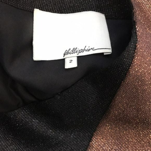 3.1 PHILLIP LIM Black Bronze Cap Sleeve Sparkly Dress Size 2