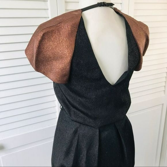 3.1 PHILLIP LIM Black Bronze Cap Sleeve Sparkly Dress Size 2