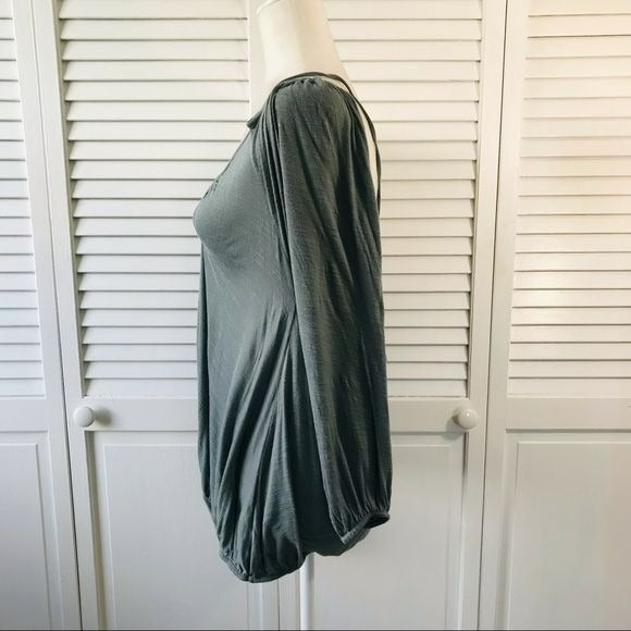 FREE PEOPLE Green Viscose Cold Shoulder Top