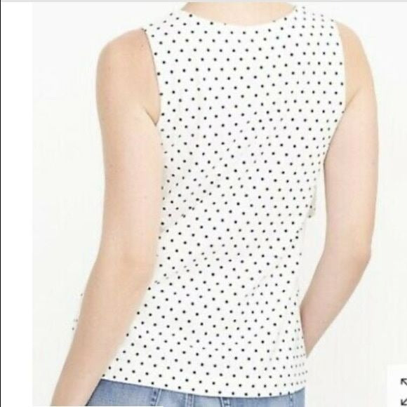 J. CREW White Polka Dot Double Layer Top Size XS