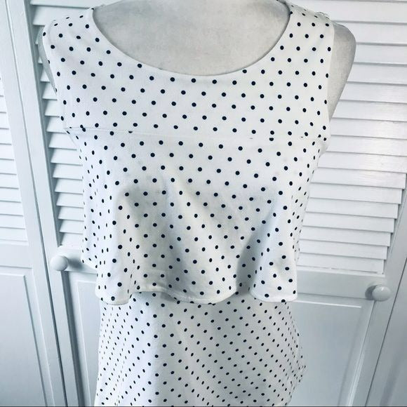 J. CREW White Polka Dot Double Layer Top Size XS