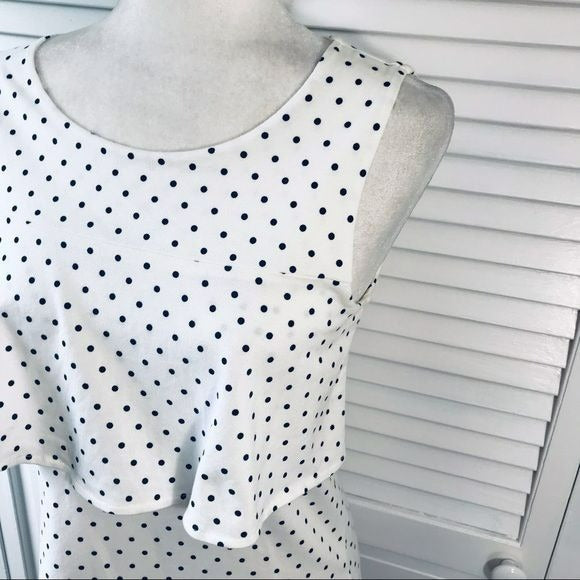 J. CREW White Polka Dot Double Layer Top Size XS